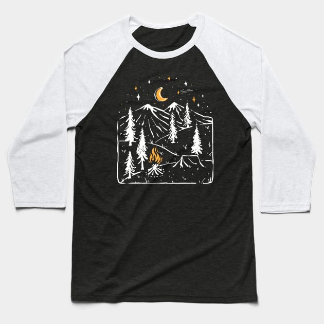 Camp Night Baseball T-Shirt by quilimo